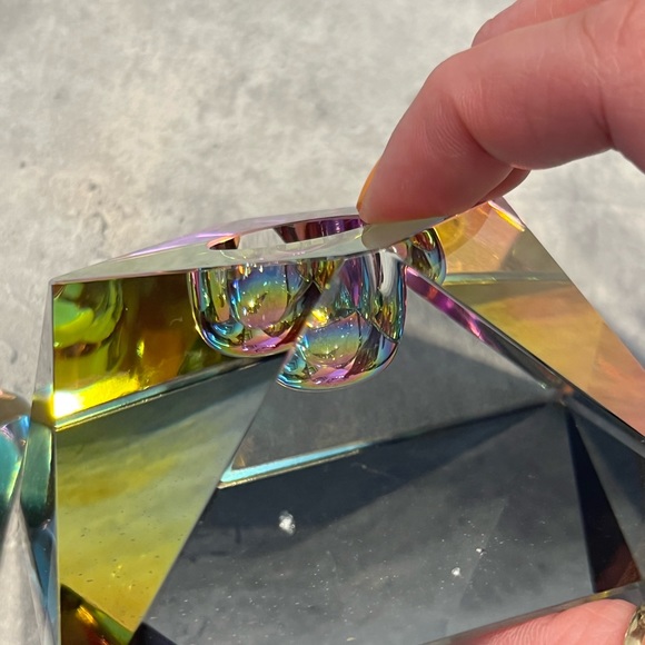 House of Goebel vintage W Germany lead crystal iridescent candle holders - Picture 15 of 16